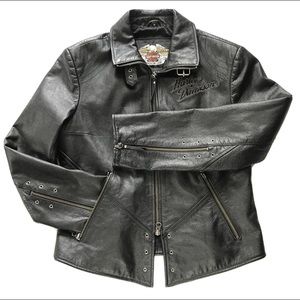 Harley Davidson Women's ISIS Elaborate Eagle Black Leather Jacket Med 97028-06VW